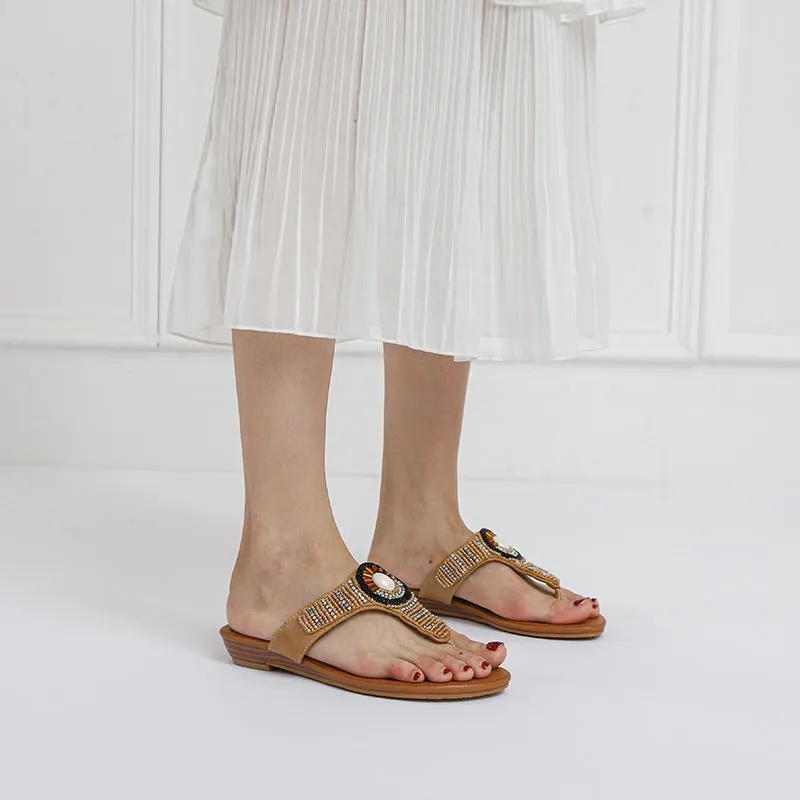 SIKETU | Beach Beaded Wedge Flip Flop