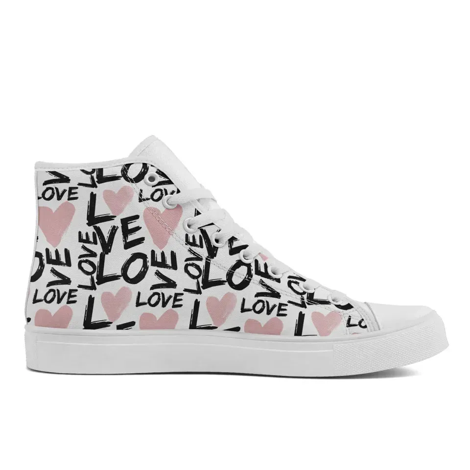Unique Gift,Personalized Happily Ever After Sneakers, Custom Love-Themed High Tops Shoes, Unique Gift for Couples