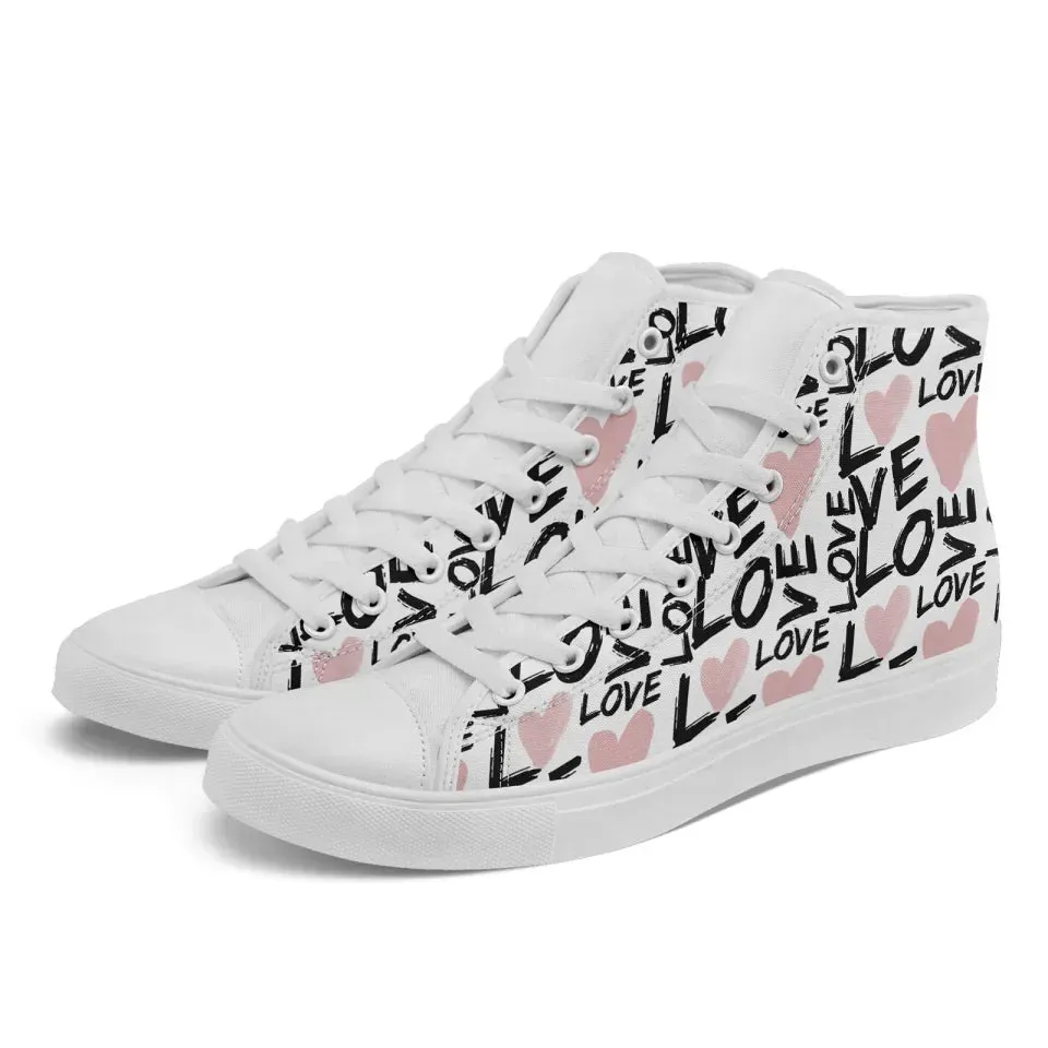 Unique Gift,Personalized Happily Ever After Sneakers, Custom Love-Themed High Tops Shoes, Unique Gift for Couples